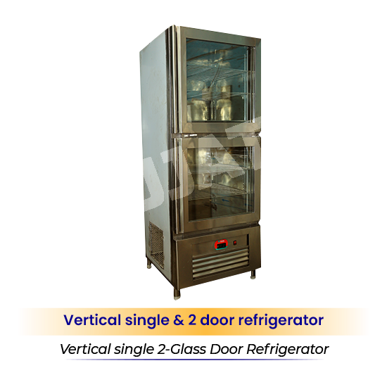 verticle 2 glass door refrigerator